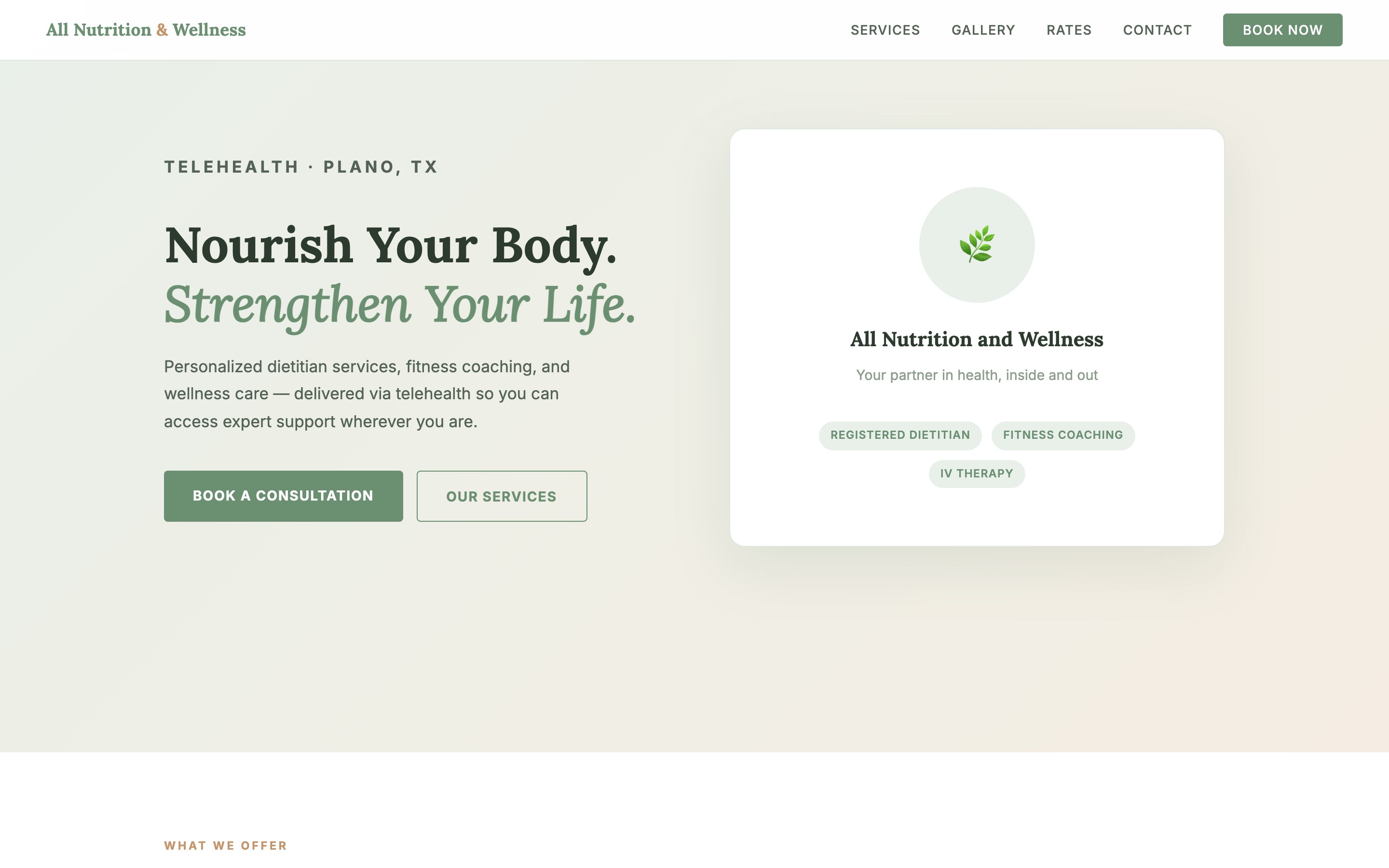 All Nutrition and Wellness website