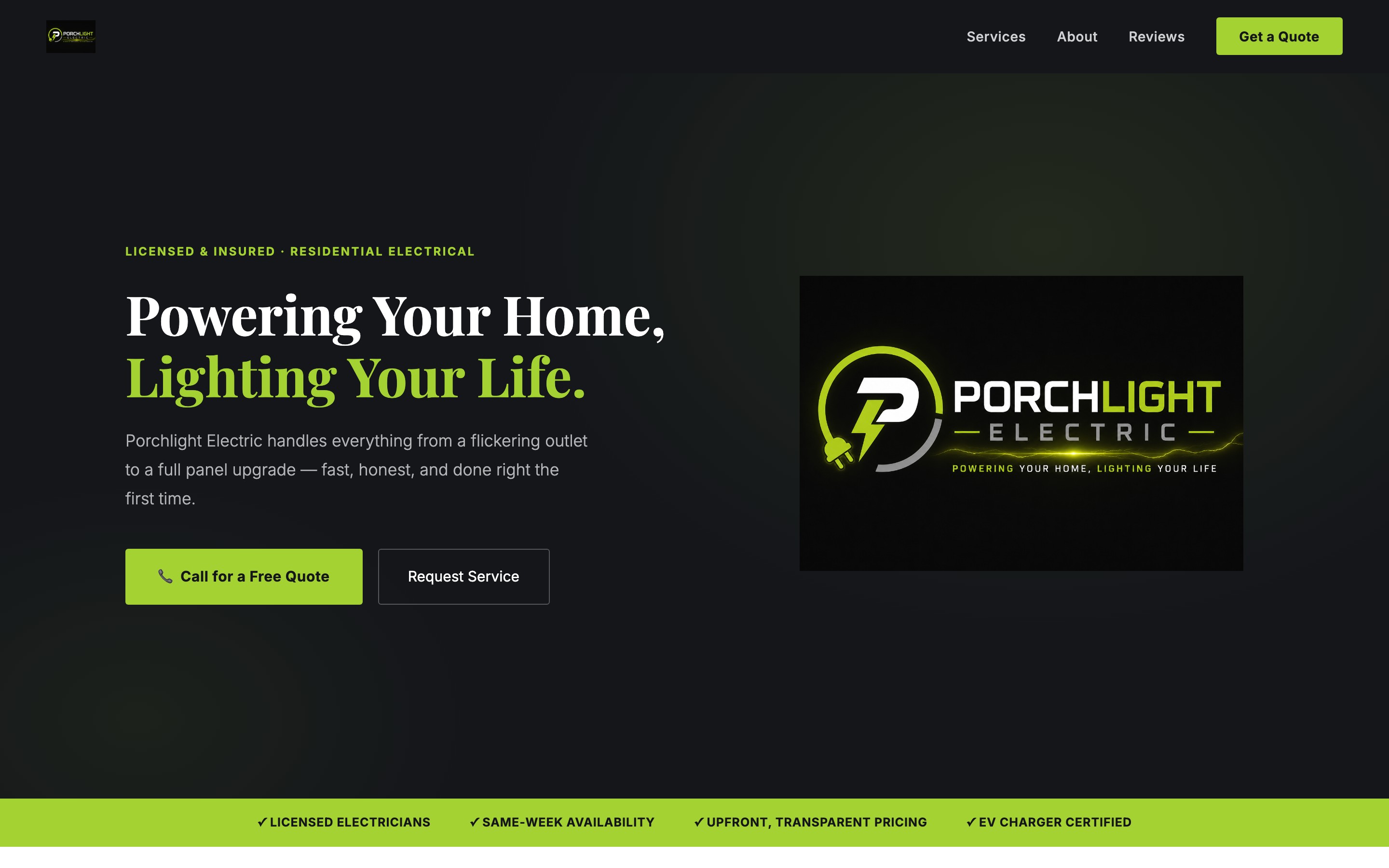 Porchlight Electric website