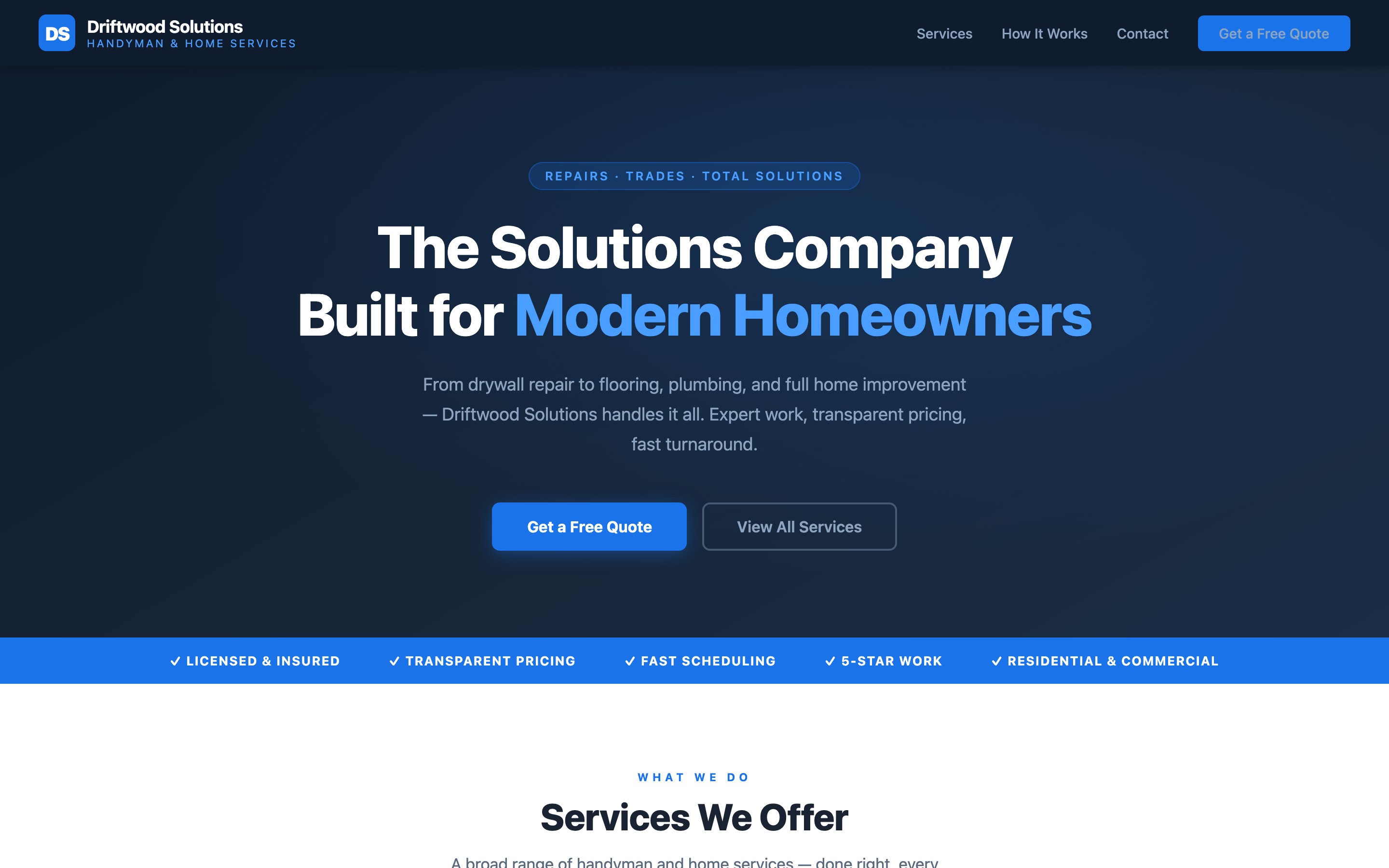Driftwood Solutions website