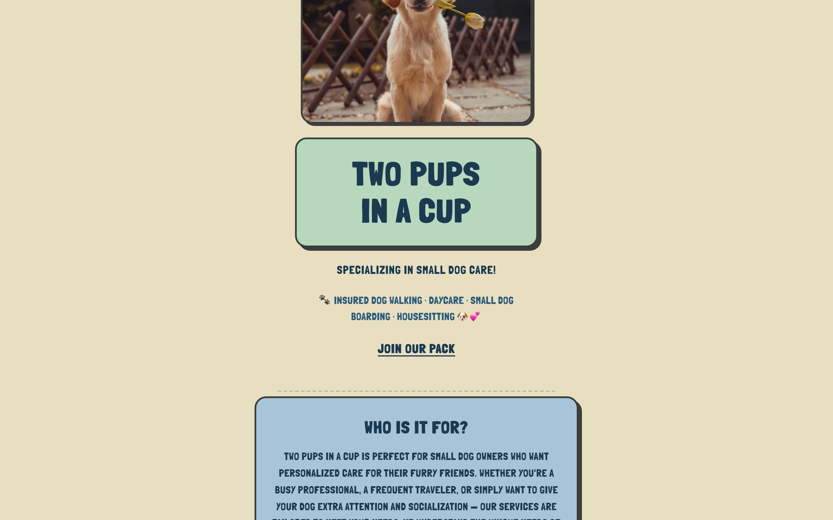 Two Pups in a Cup website